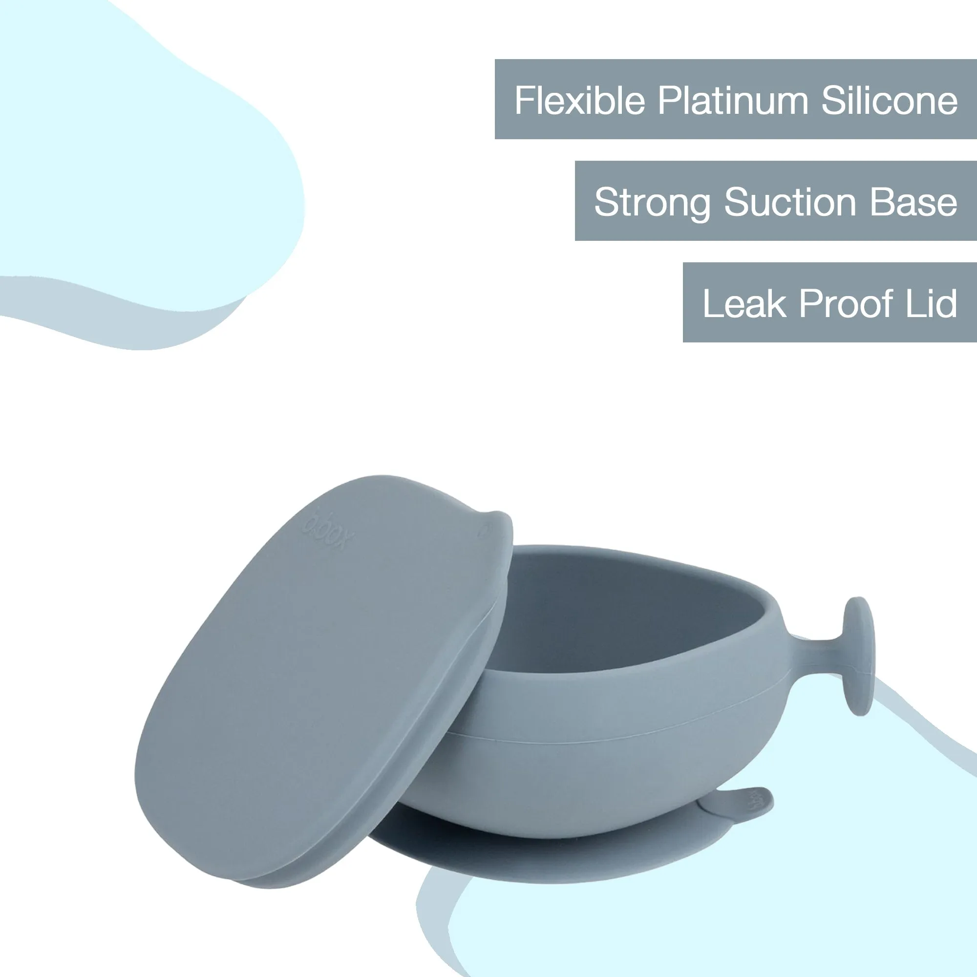 b.box Silicone Bowl   Lid with Suction Base Ocean Blue