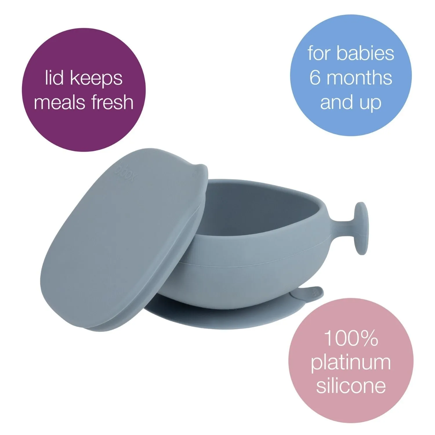 b.box Silicone Bowl   Lid with Suction Base Ocean Blue