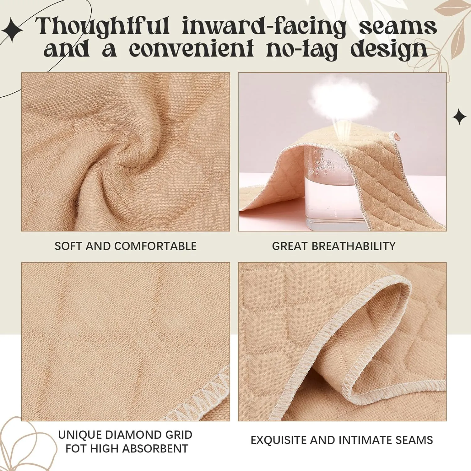 Boyiee 9 Pcs Cotton Bra Liners 3 Layer Reusable Washable Under Breast Sweat Absorber Pads for Woman, 2 Size
