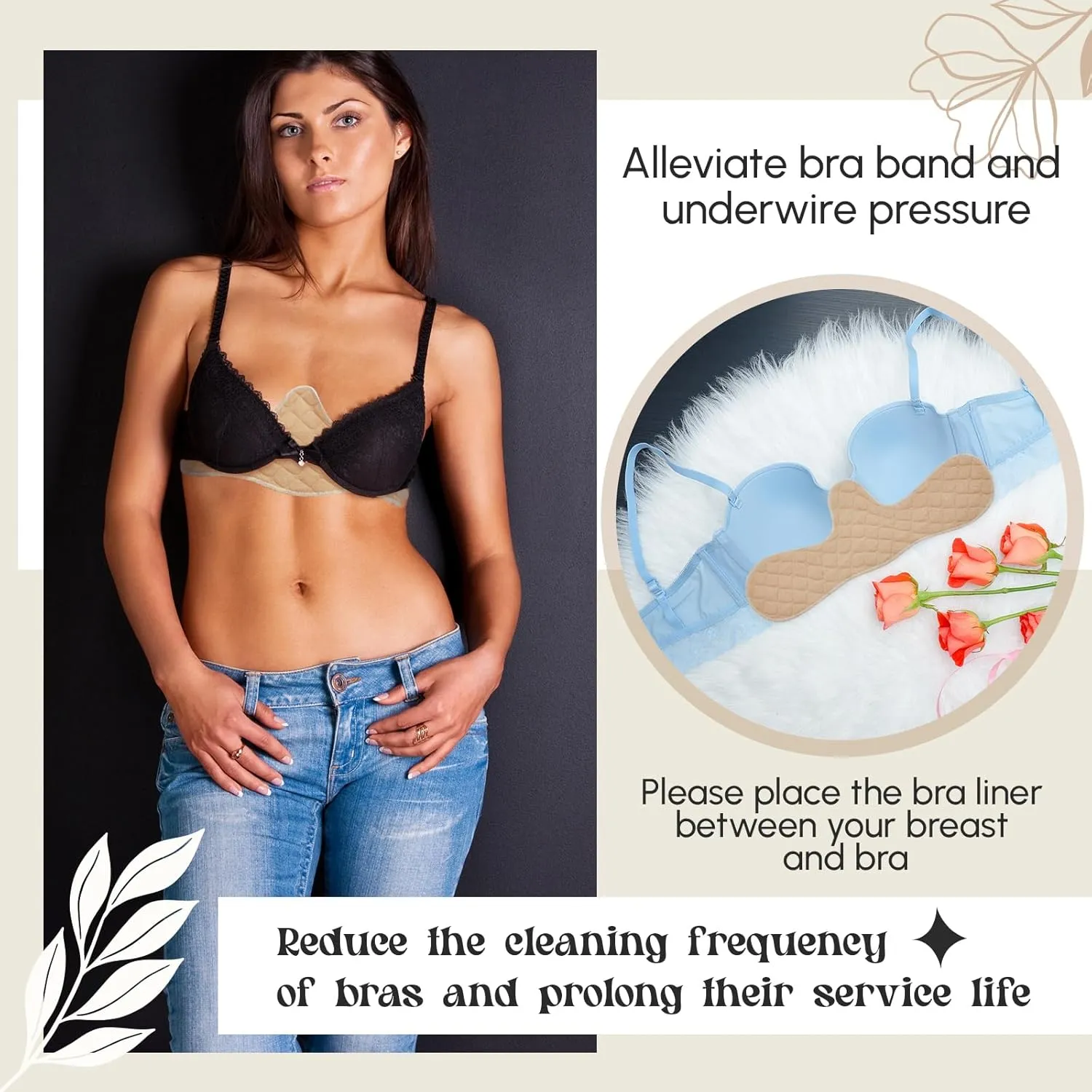 Boyiee 9 Pcs Cotton Bra Liners 3 Layer Reusable Washable Under Breast Sweat Absorber Pads for Woman, 2 Size