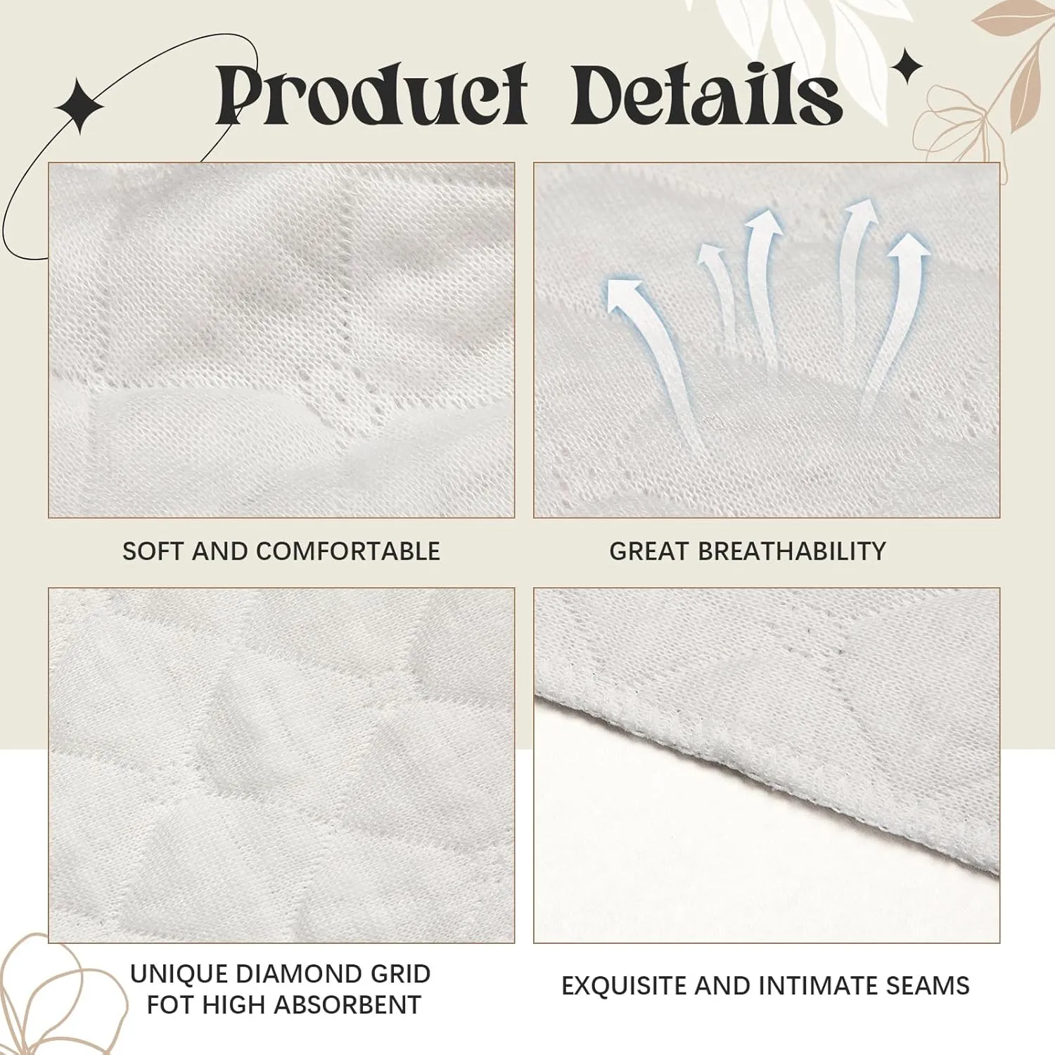 Boyiee 9 Pcs Cotton Bra Liners 3 Layer Reusable Washable Under Breast Sweat Absorber Pads for Woman, 2 Size