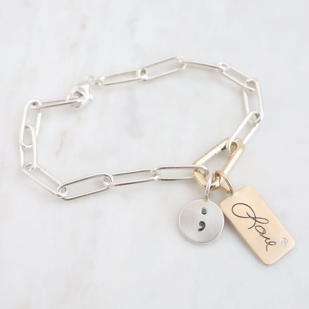 Carabiner Bracelet ~ 5.2mm Sterling Silver Link Chain