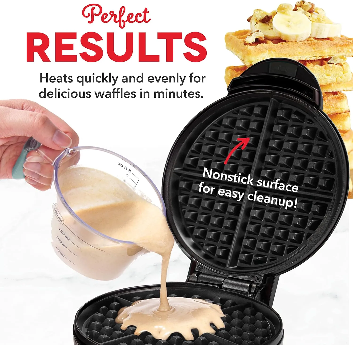 DASH Express 8 Waffle Maker for Waffles, Paninis, Hash Browns   other Breakfast, Lunch, or Snacks, with Easy to Clean, Non-Stick Cooking Surfaces - Black