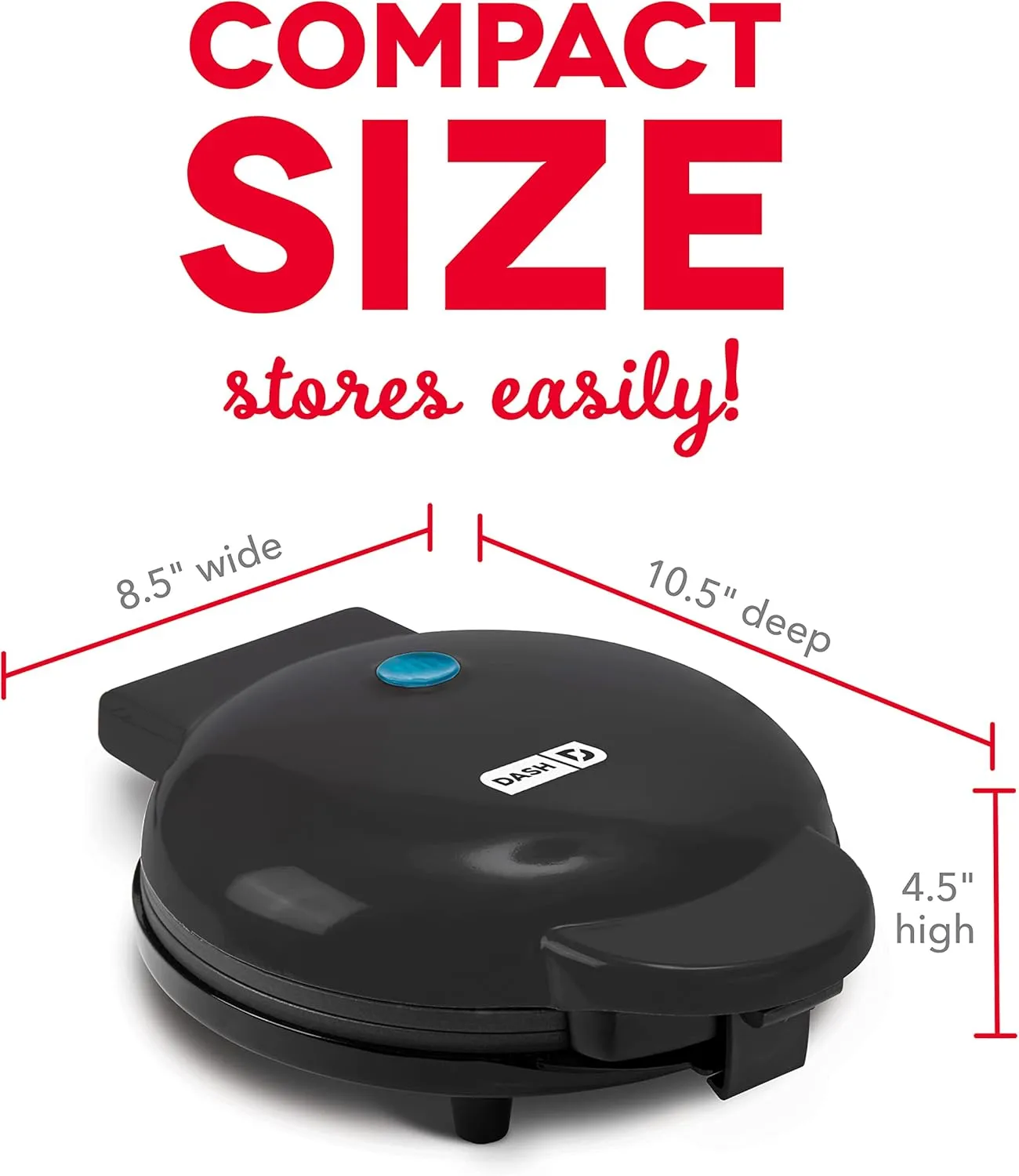DASH Express 8 Waffle Maker for Waffles, Paninis, Hash Browns   other Breakfast, Lunch, or Snacks, with Easy to Clean, Non-Stick Cooking Surfaces - Black