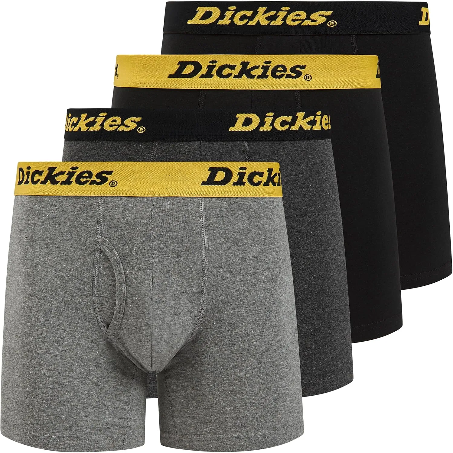 Dickies Mens Underwear Pack of 4 Boxer Briefs, Cotton Stretch Boxers for Men