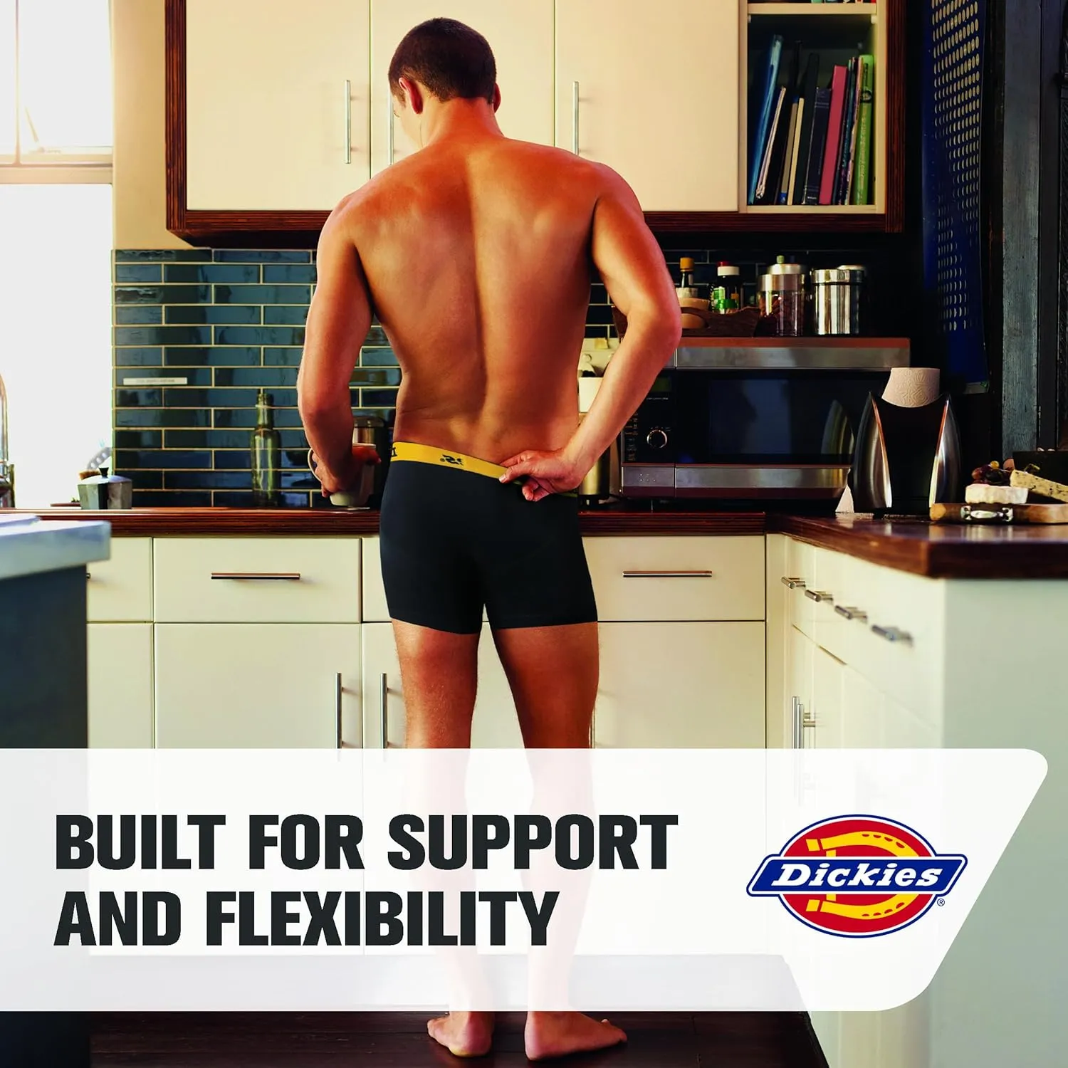 Dickies Mens Underwear Pack of 4 Boxer Briefs, Cotton Stretch Boxers for Men