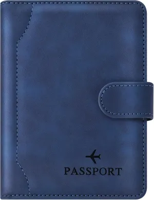 Herain Dark Blue Passport Holder for Travel, Passport Wallet Cover Case Women Men Family Cruise Ship Essentials, RFID Passport Book Holders Travel Accessories Vacation Must Haves