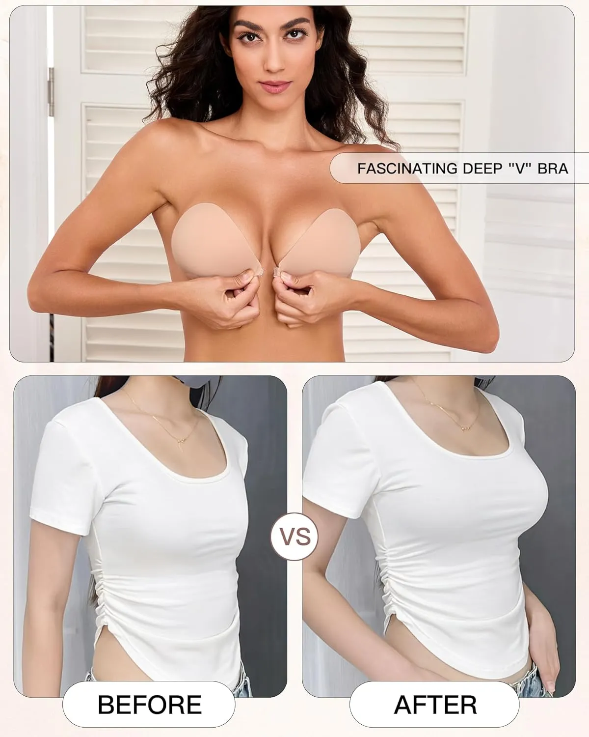 MITALOO Adhesive Bra Sticky Strapless Invisible Push up Bras Silicone Backless Nipple Cover for Women