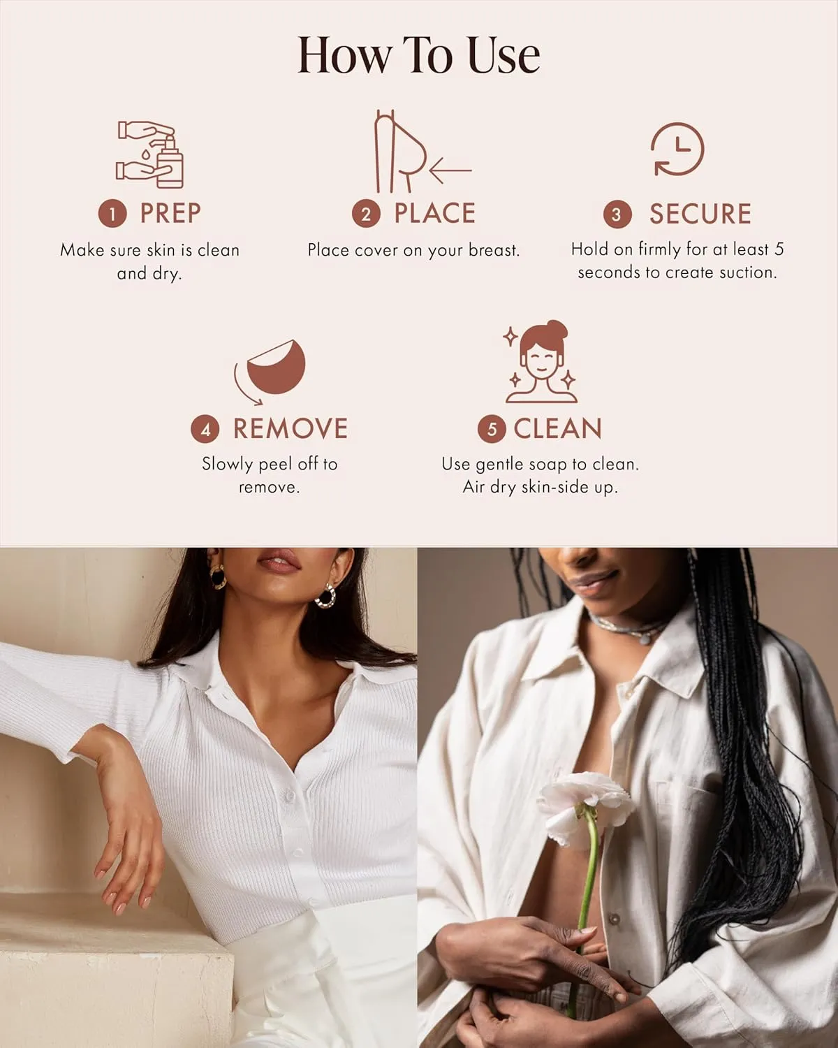 Nipple Covers with Lift - Reusable Sticky Bra Push Up - Waterproof Nipple Pasties Strapless Bras for Women 4 Shades