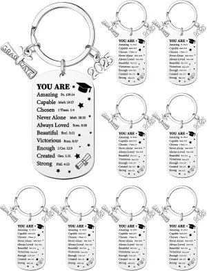 Sureio 12 Pcs Class of 2025 Keychain Graduation Keychain Gifts Bulk Senior Night Gifts for Women Men