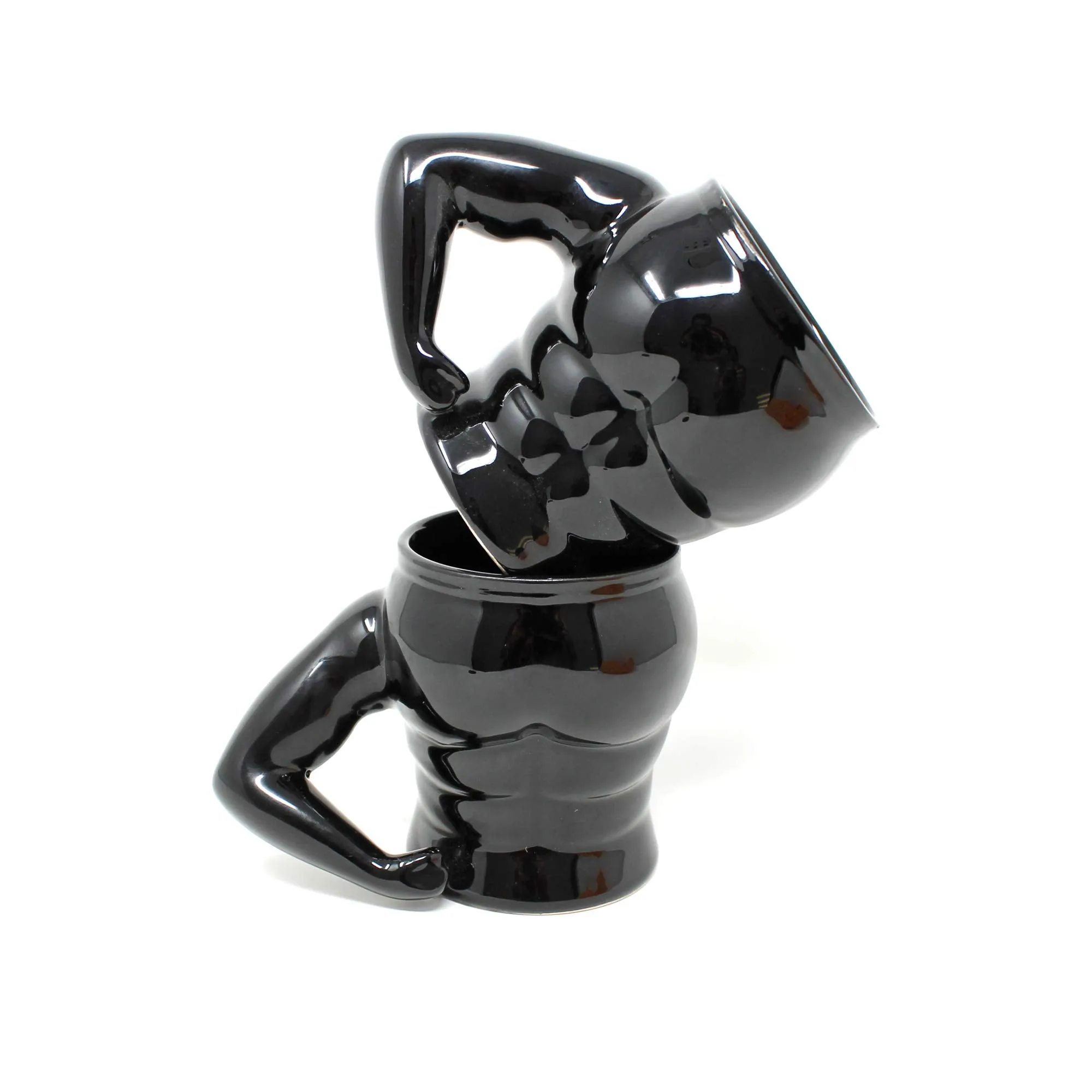 The Earth StoreBlack Muscle Ceramic Mugs to Gift to Best Friend, Tea Mugs, Microwave Safe Coffee Mugs, Ceramic Tea Cups (400 ml, Black)