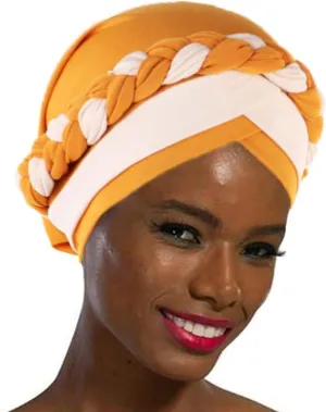 Woeoe Women African Turban India's Hat Black Stretch Braid Head Wrap
