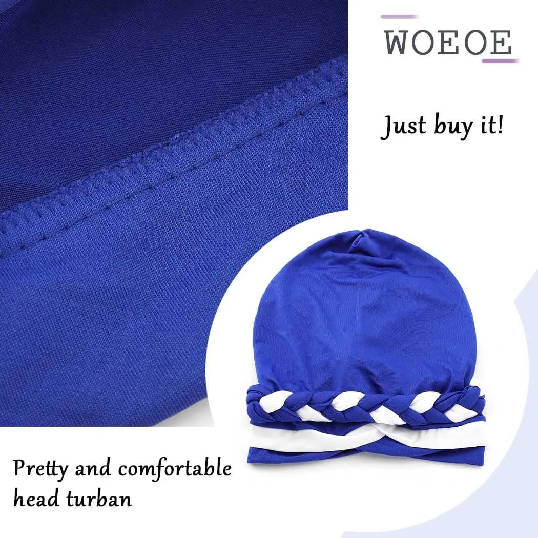 Woeoe Women African Turban India's Hat Black Stretch Braid Head Wrap