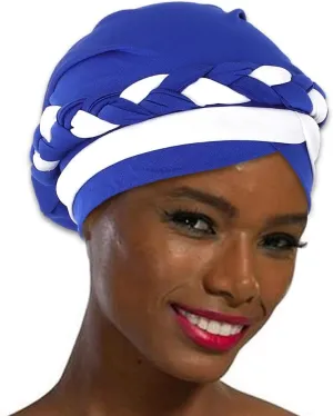 Woeoe Women African Turban India's Hat Black Stretch Braid Head Wrap