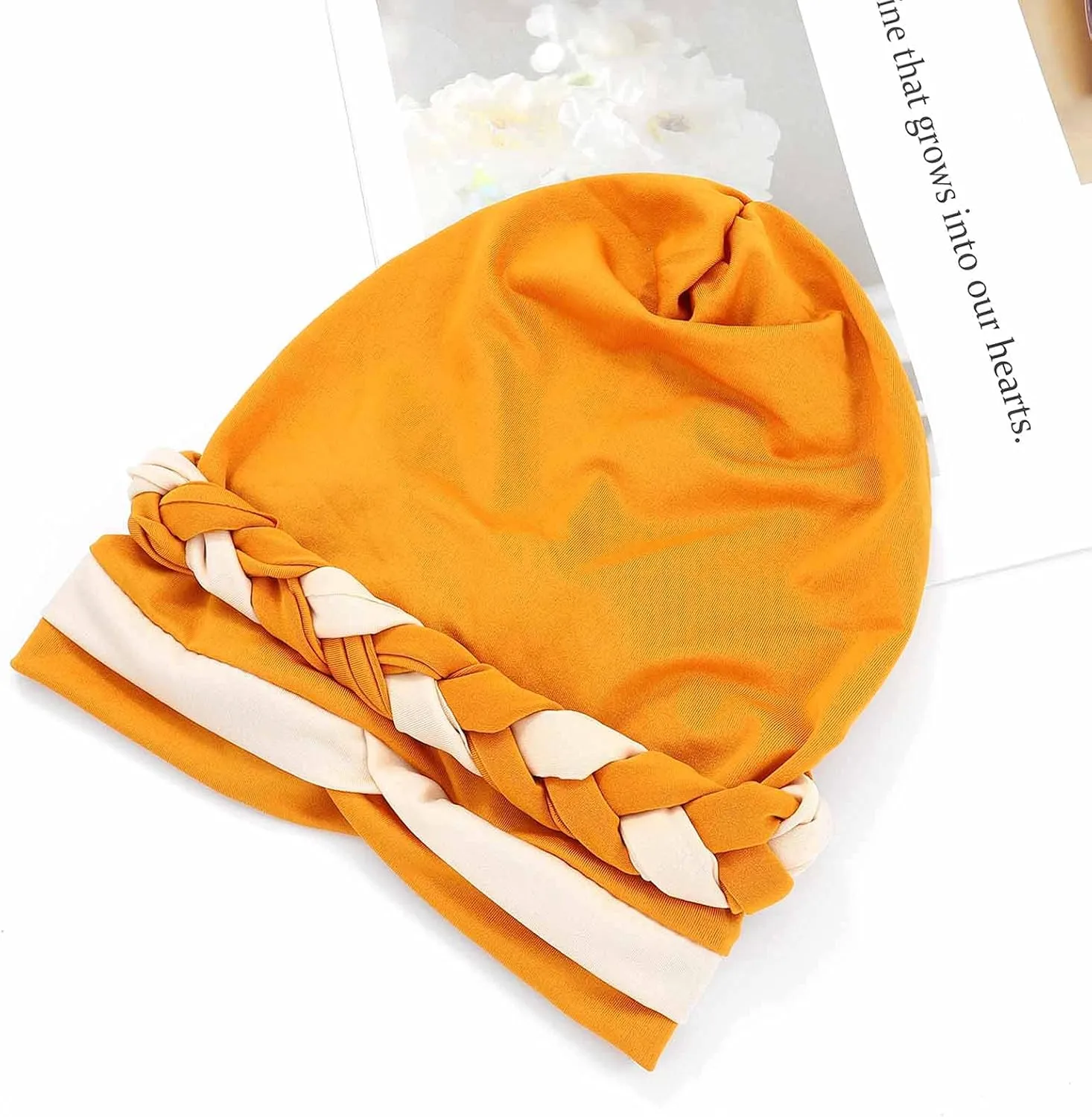 Woeoe Women African Turban India's Hat Black Stretch Braid Head Wrap
